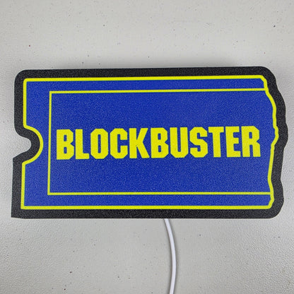 Blockbuster Video Light Up LED Sign Decoration 9” Wide 3D Printed