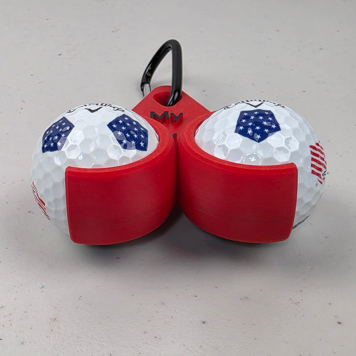 Personalized Golf Ball Holder Holds 2 Standard Golf Balls - Customize Colors & Text USA Made