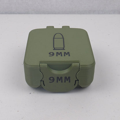 9mm 25 Rounds Ammo Storage Box Case Container Hinged Lid & Latch