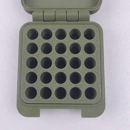 9mm 25 Rounds Ammo Storage Box Case Container Hinged Lid & Latch