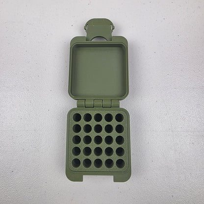 9mm 25 Rounds Ammo Storage Box Case Container Hinged Lid & Latch