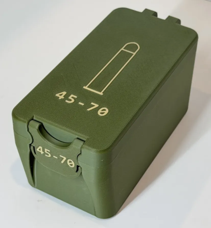 45-70 Caliber 36 Rounds Ammo Storage Box Case Container Hinged Lid & Latch
