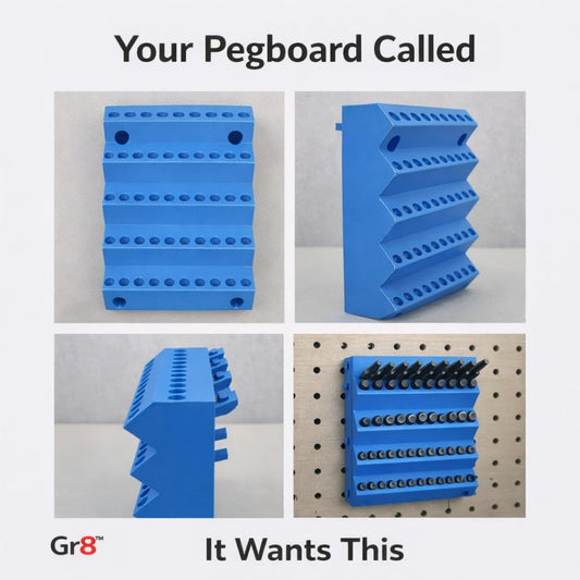 Hex Bit Holder for Pegboard Organizer and Storage Holds 70 Bits of 1/4 Inch USA Made